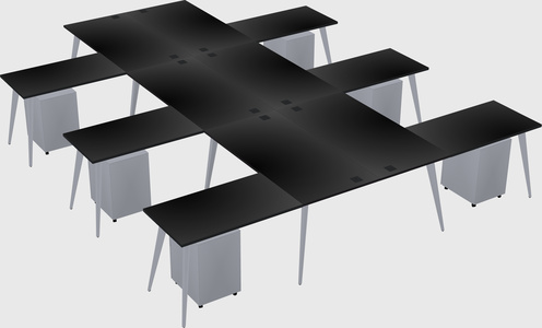 Shared l-shaped office desk system