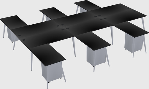Shared l-shaped office desk system