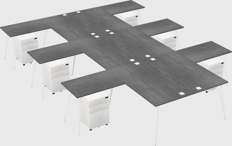 Shared l-shaped office desk system