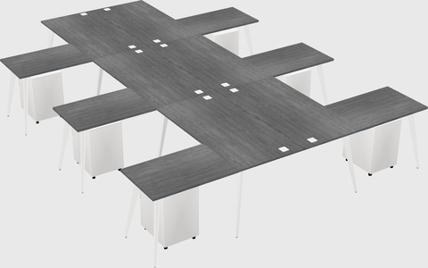 Shared l-shaped office desk system