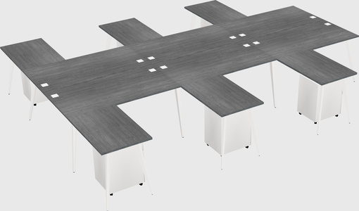 Shared l-shaped office desk system