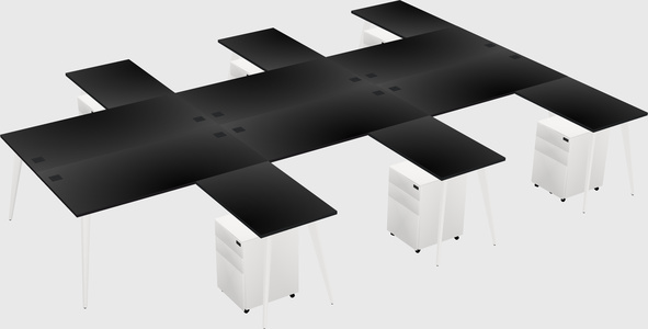 Shared L-shaped Office Desk System