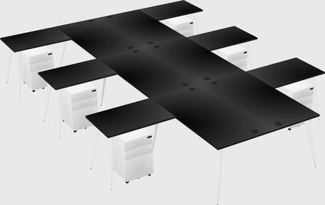 Shared l-shaped office desk system