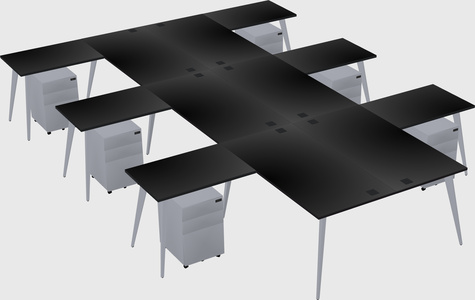 Shared l-shaped office desk system