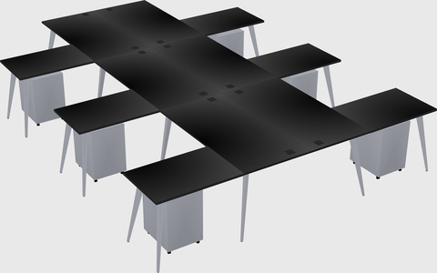 Shared l-shaped office desk system