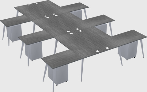 Shared l-shaped office desk system