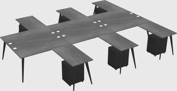 Shared L-shaped Office Desk System