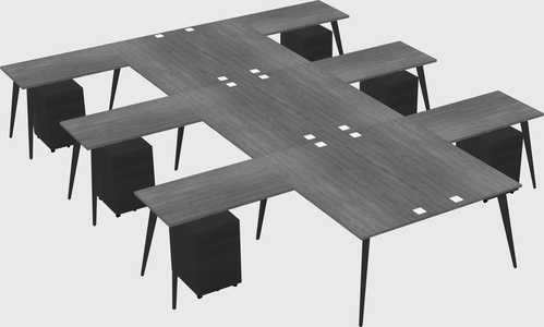 Shared l-shaped office desk system