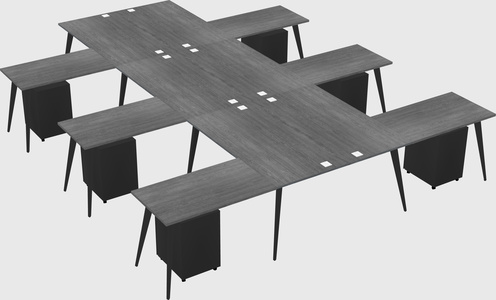 Shared l-shaped office desk system