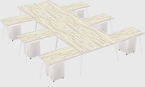 Shared l-shaped office desk system