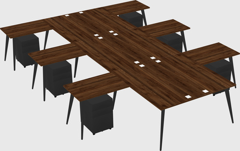 Shared l-shaped office desk system