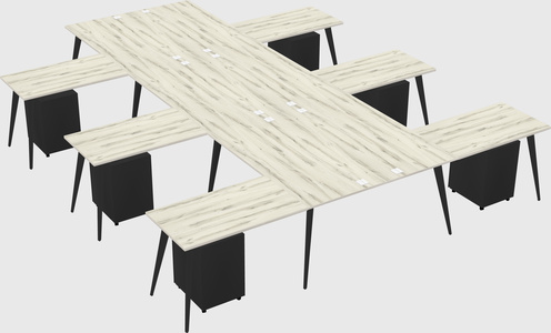 Shared l-shaped office desk system