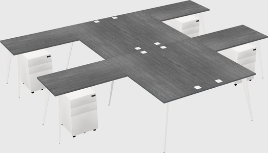 Shared l-shaped office desk system