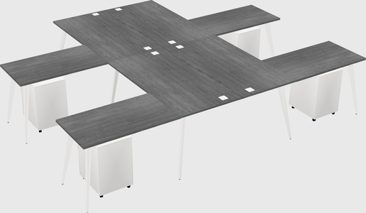Shared l-shaped office desk system