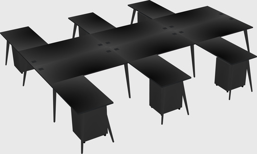 Shared l-shaped office desk system