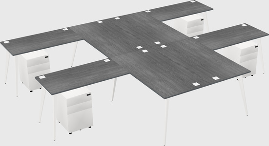Shared l-shaped office desk system