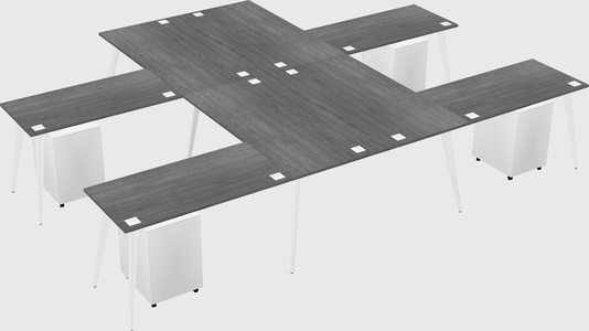 Shared l-shaped office desk system