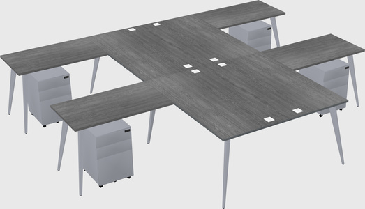 Shared l-shaped office desk system