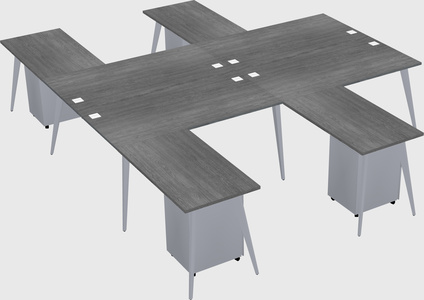 Shared l-shaped office desk system