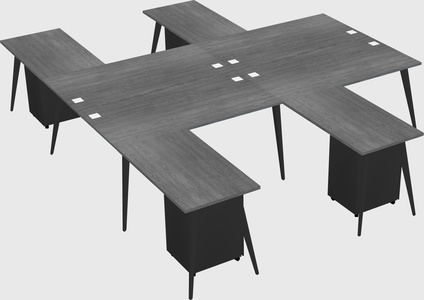 Shared l-shaped office desk system
