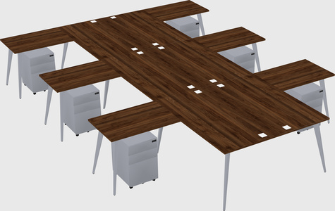 Shared l-shaped office desk system