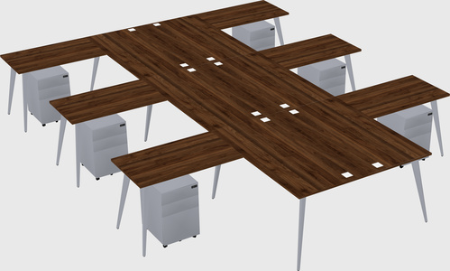 Shared l-shaped office desk system