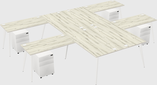 Shared l-shaped office desk system