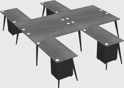 Shared l-shaped office desk system