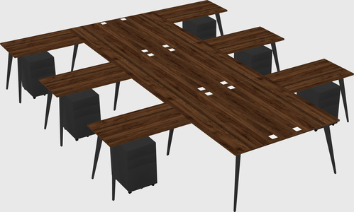 Shared l-shaped office desk system