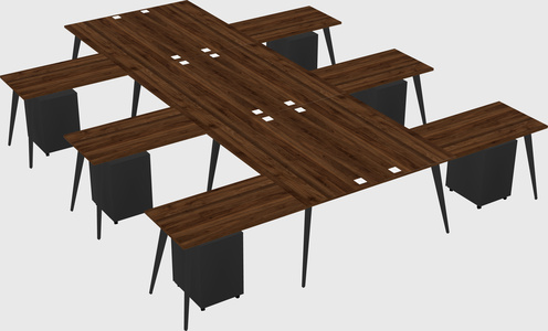 Shared l-shaped office desk system