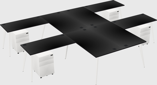Shared l-shaped office desk system
