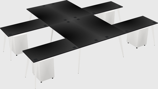 Shared l-shaped office desk system