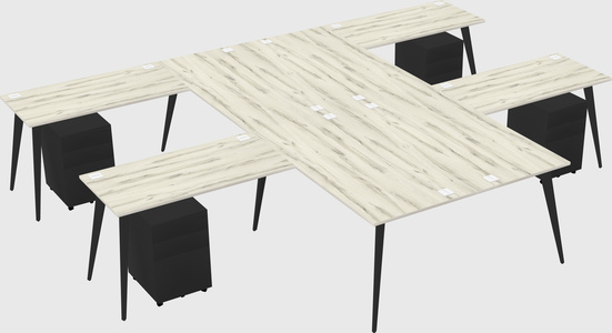 Shared l-shaped office desk system