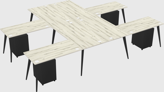 Shared l-shaped office desk system