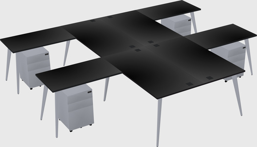 Shared l-shaped office desk system