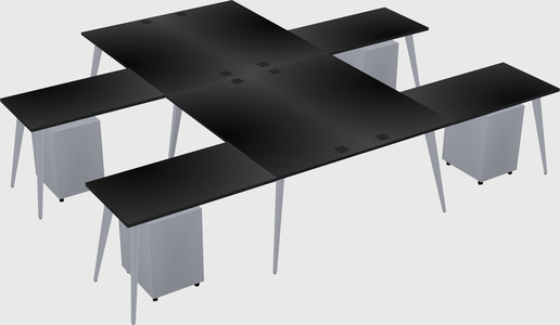 Shared l-shaped office desk system