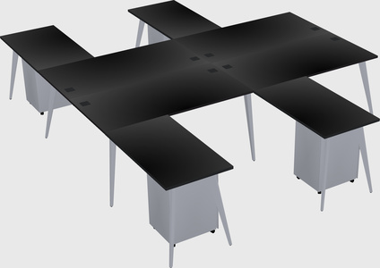 Shared l-shaped office desk system