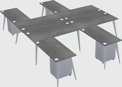 Shared l-shaped office desk system