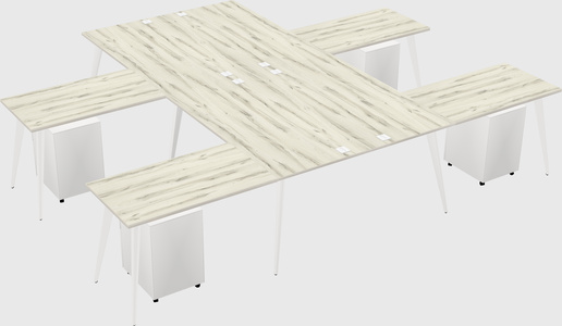 Shared l-shaped office desk system