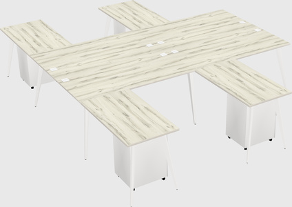 Shared l-shaped office desk system