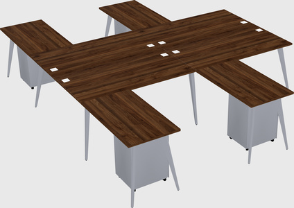 Shared l-shaped office desk system