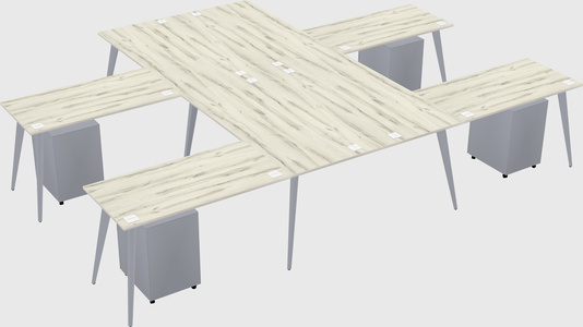 Shared l-shaped office desk system