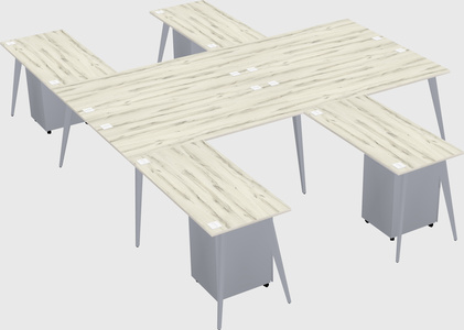 Shared l-shaped office desk system