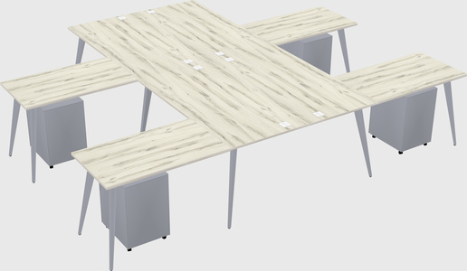 Shared l-shaped office desk system
