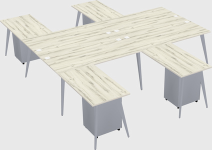 Shared l-shaped office desk system