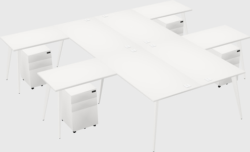 Shared l-shaped office desk system