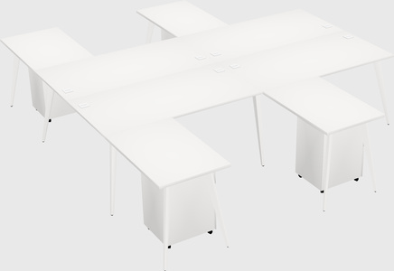 Shared l-shaped office desk system