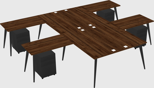 Shared l-shaped office desk system