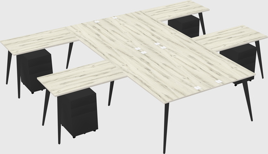 Shared l-shaped office desk system