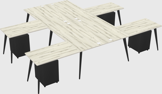 Shared l-shaped office desk system